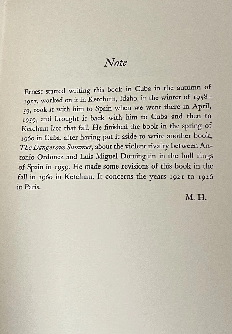 Ernest Hemingway A Moveable Feast Charles Scribner's Sons 1964 1st/1st HC/DJ VG - 9