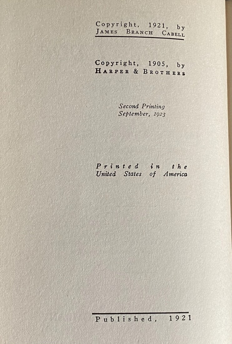 The Line Of Love James Branch Cabell 1st/2nd 1923 HC VGood McBride - 4