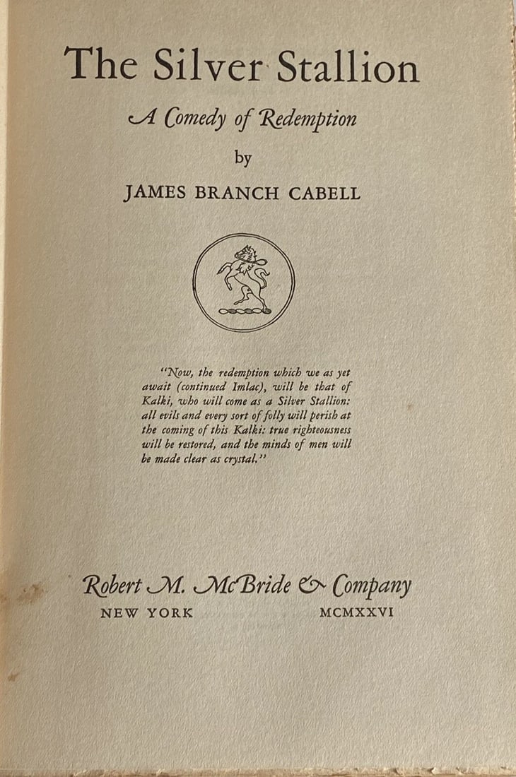 1st Edition 1st Print The Silver Stallion James Branch Cabell 1926 HC VGood - 7