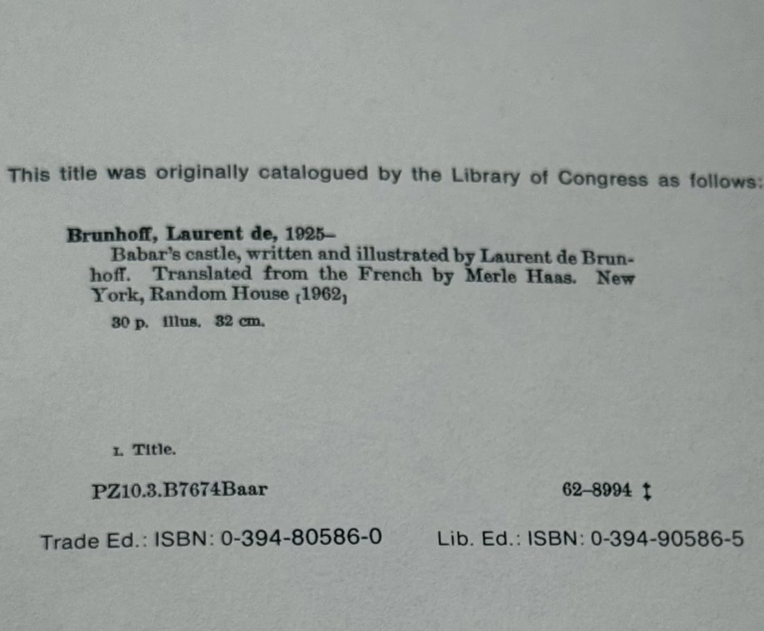 Babar’s Castle by Laurent De Brunhoff 1st Ed.1962 Random House HC Illustrated - 5