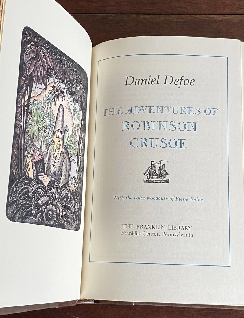 Franklin Library ROBINSON CRUSOE- Daniel Defoe-1/4 Leather 1979 Unread NEW Cond. - 2