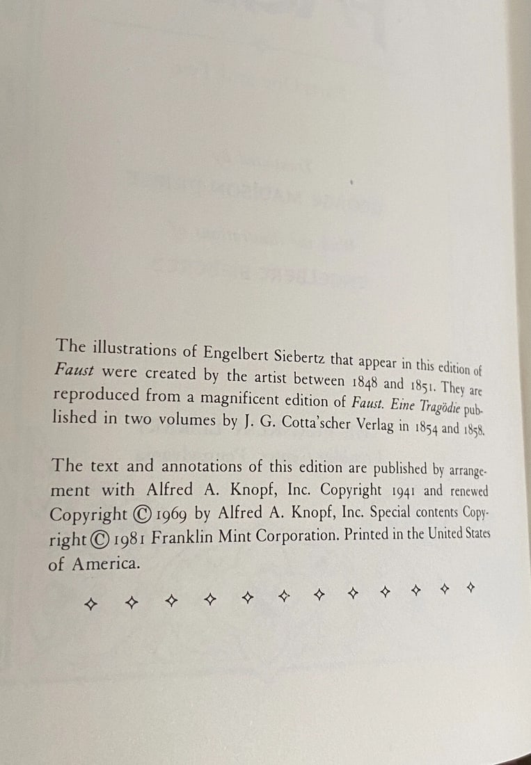 Franklin Library Quarter Leather FAUST Parts 1&2 Goethe 1981 Illustrated Fine - 3