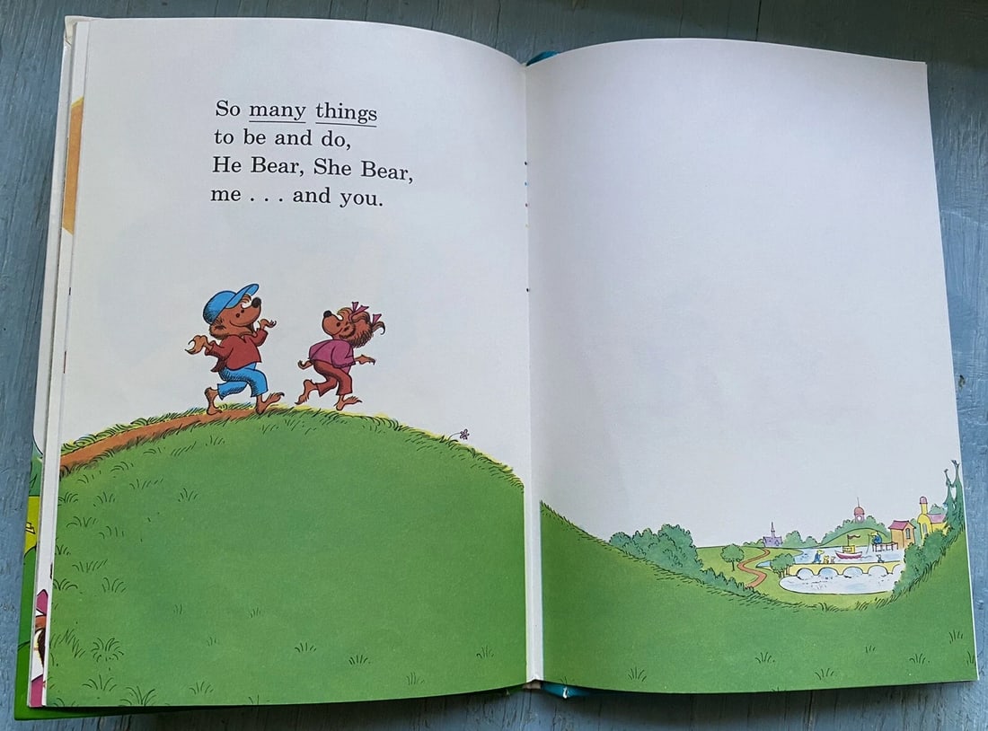 1974 Berenstain Bears He Bear She Bear 1st Ed Grolier Book Club HC Very Good - 11