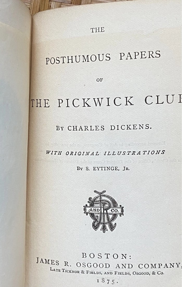 Dickens' Works Illustrated Pickwick Papers 1875 HC James Osgood - 6