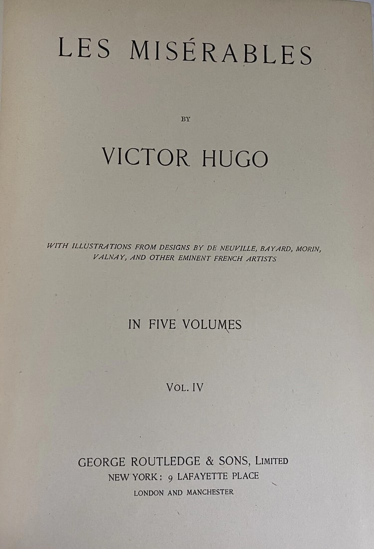 Les Miserables Victor Hugo Vol. IV Illustrated 1886 Library Edition HC VGood - 2