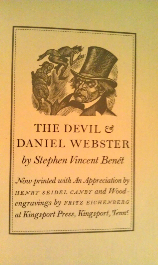 THE DEVIL & DANIEL WEBSTER 1945 SPECIAL LIMITED ED.RagPaper KINGSPORT PR. RARE! - 2