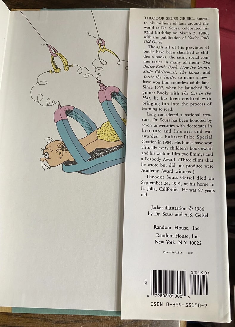 You're Only Old Once by Dr. Seuss Book 1986 1st Edition 5th Printing HB DJ - 12