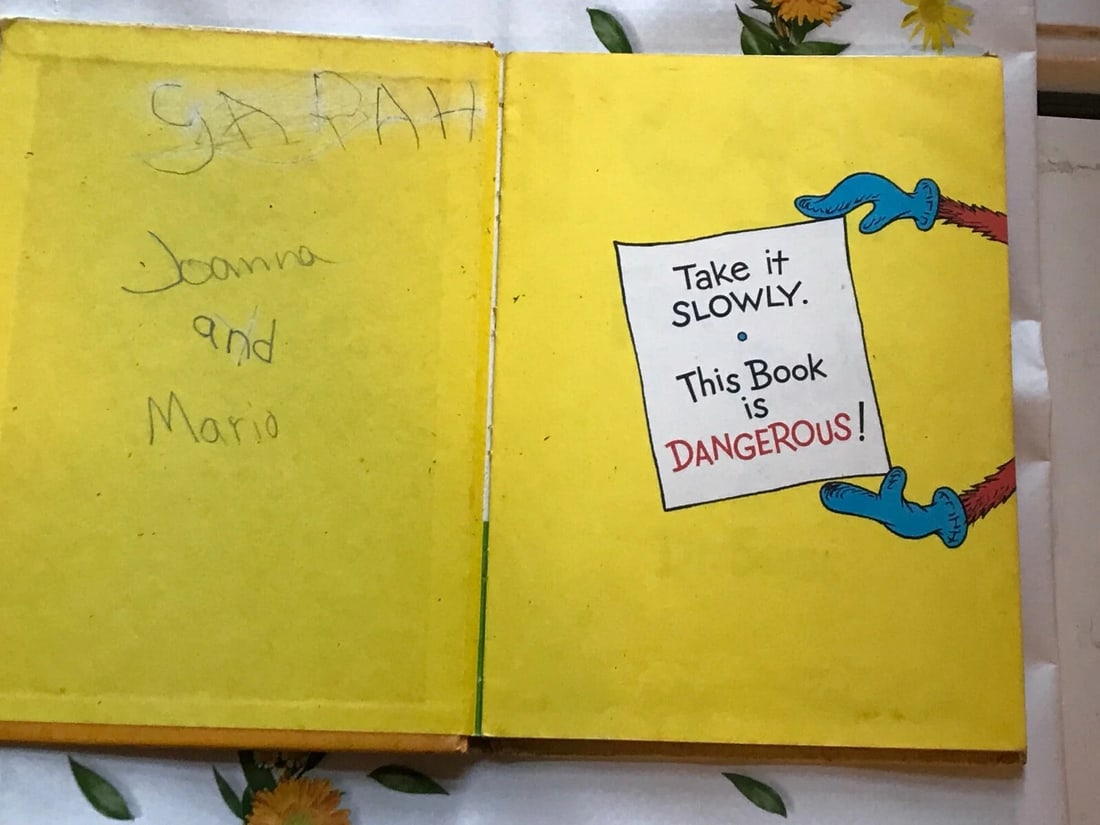 VTG Dr. Seuss Book 1965 Beginner Books Fox in Socks Board Books Large Type 1st - 4