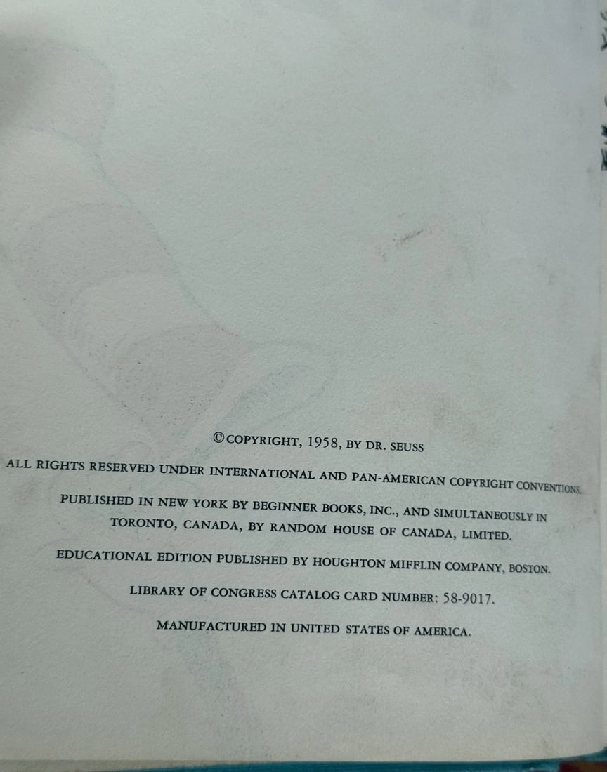 Dr Seuss The Cat in the Hat Comes Back First Edition 1958 HCVery Good Condition - 2