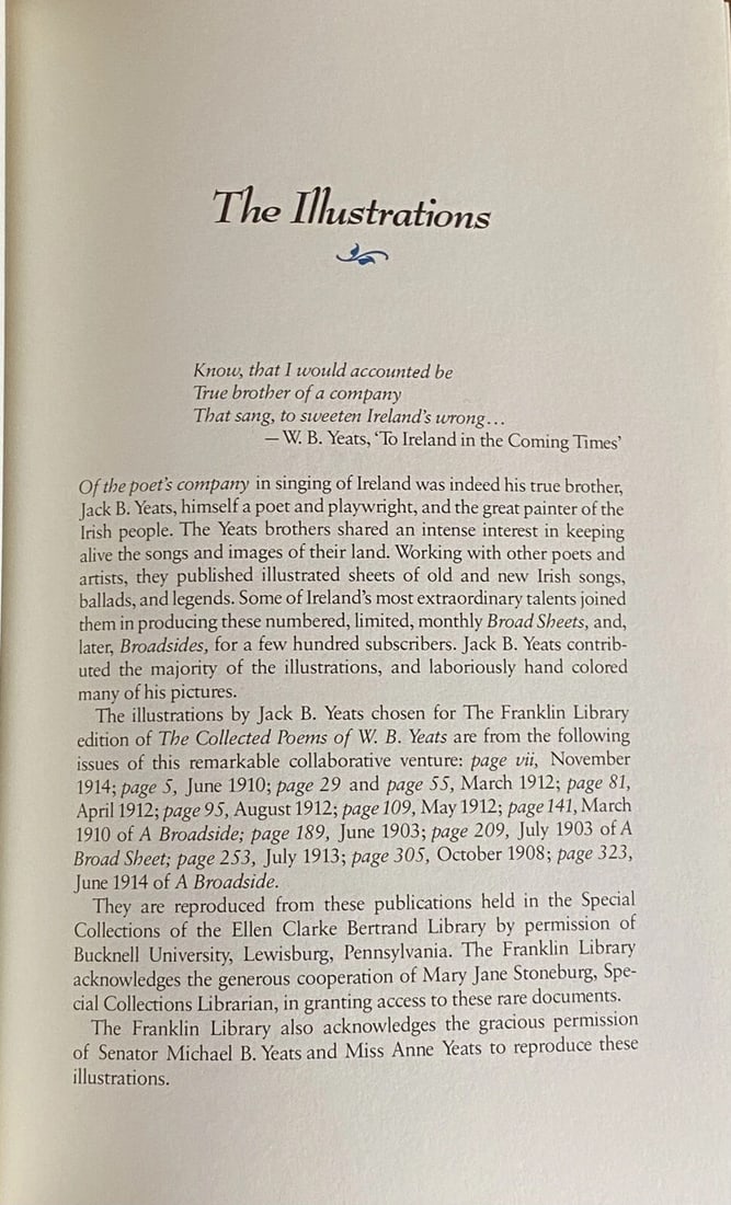 Franklin Library The Collected Poems of W. B. Yeats Leatherbound Illustrated - 13