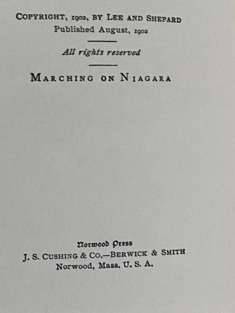 Marching On Niagara Edward Stratemeyer 1902 Lothrop HC RARE VG Condition - 4