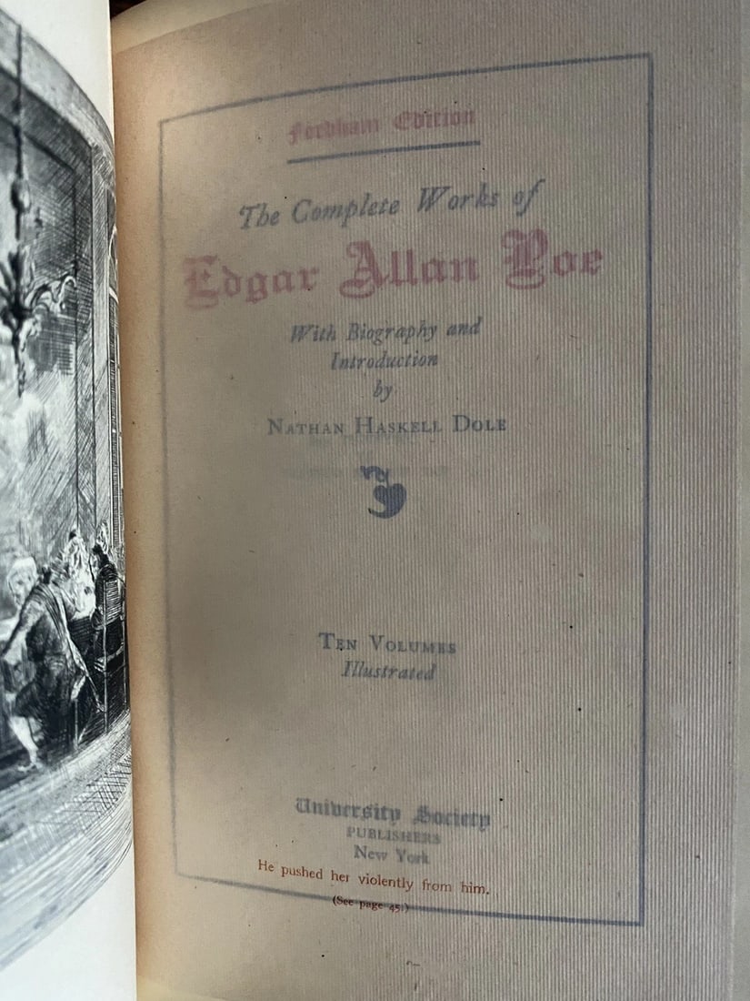 The Complete Works of Edgar Allan Poe 1908 Lthr UniversityRoyal Ed Purloined Ltr - 7