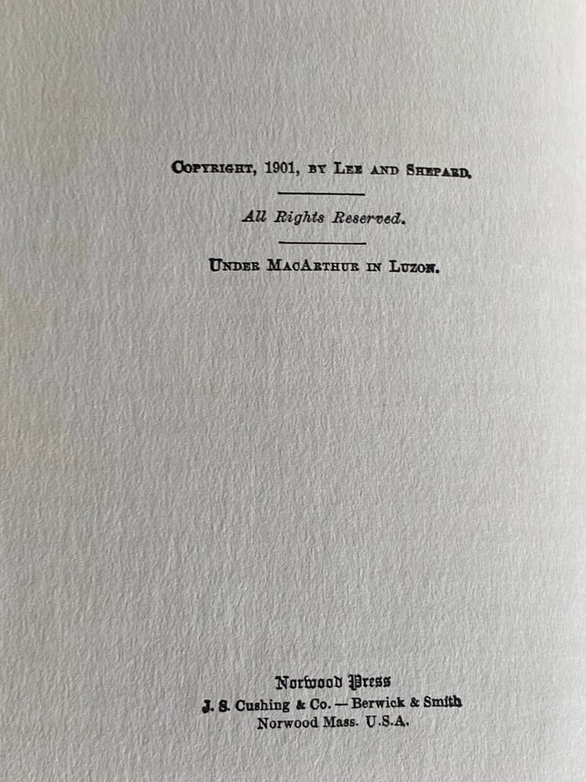 Under MacArthur In Luzon Edward Stratemeyer Old Glory Series HC 1901 Very Good! - 4