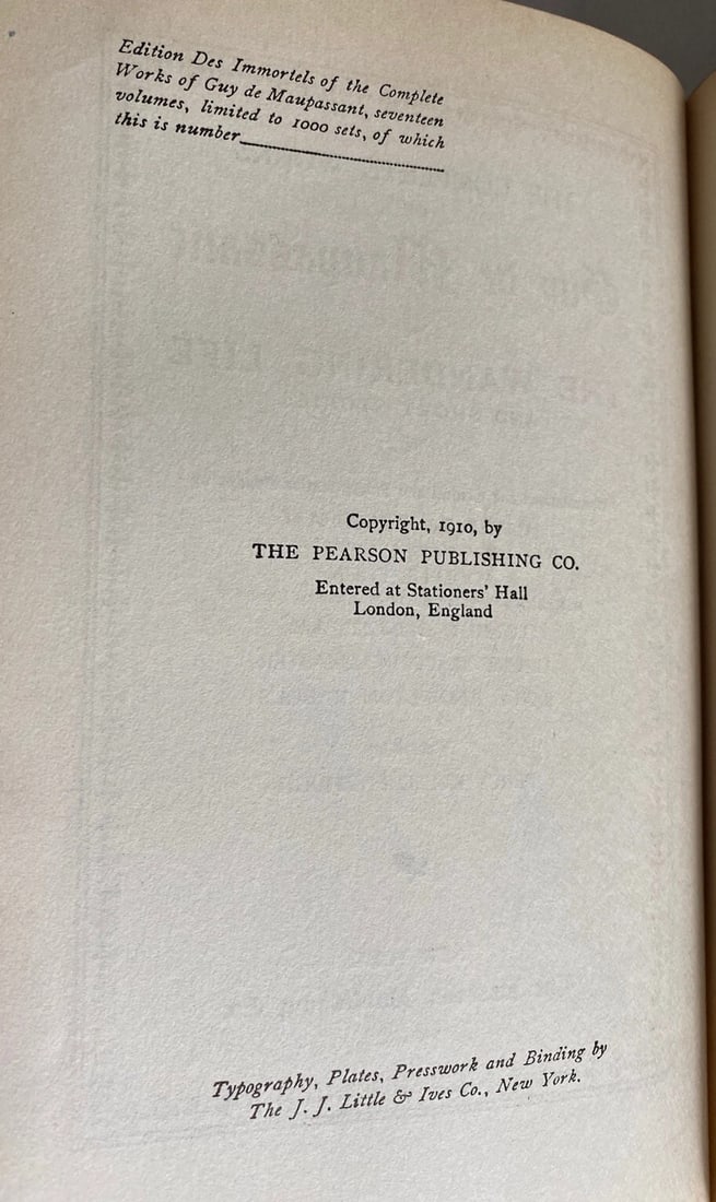 Guy De Maupassant Afloat, In The Sunshine 1910 Pearson Publishing HC Rare - 12