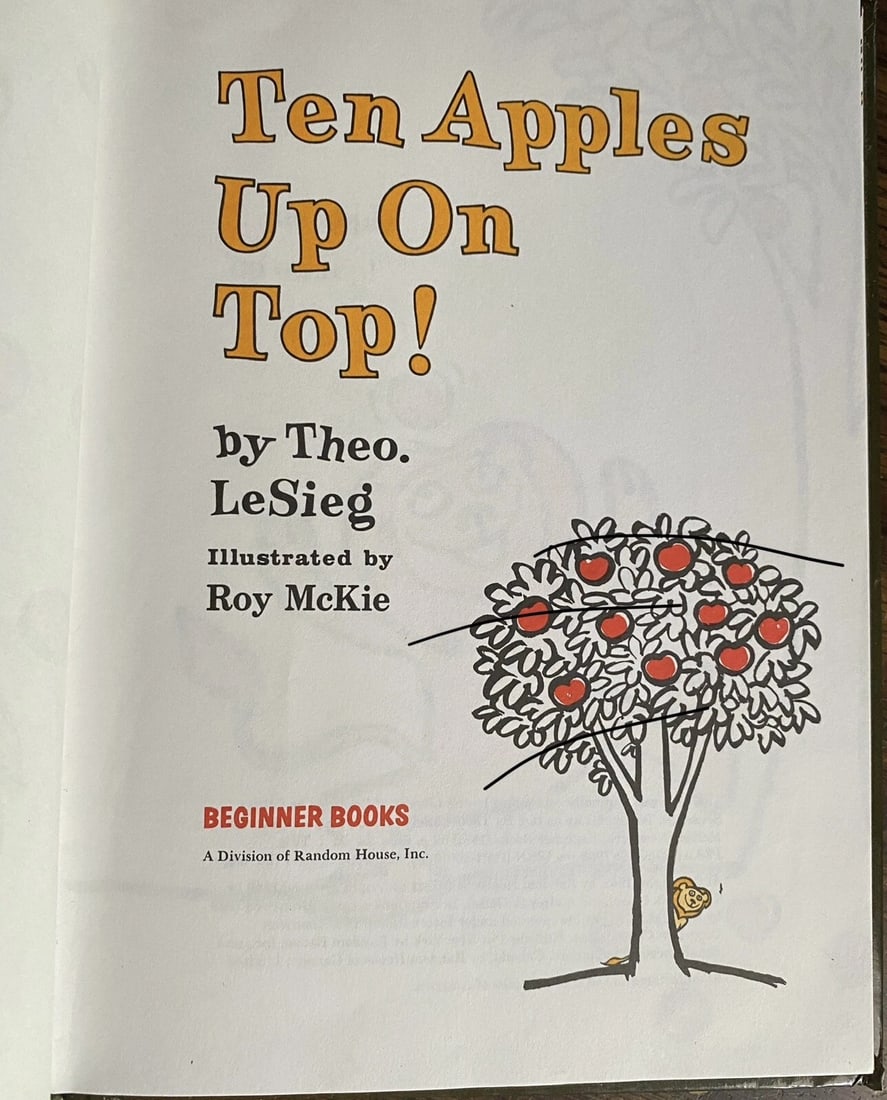Ten Apples Up on Top!Theo LeSieg aka Dr. Seuss HC 1961/1989 BeginnerBooks NOT BC - 12