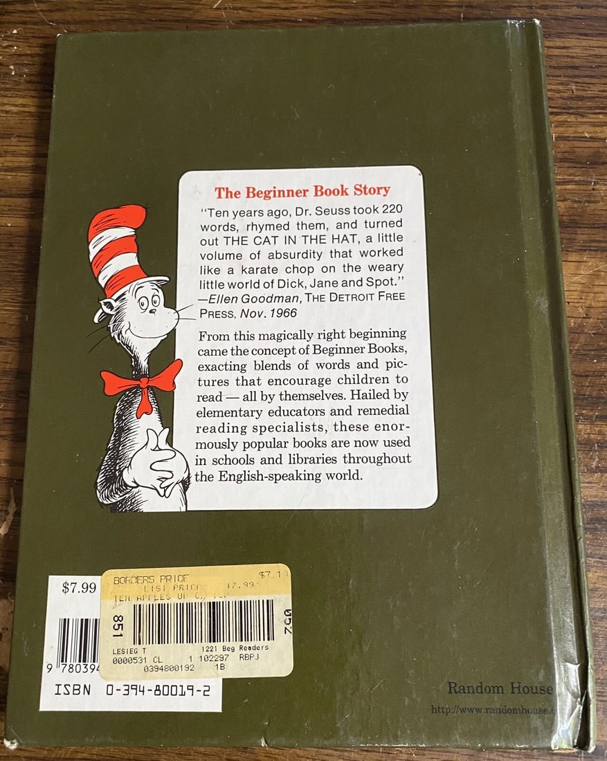 Ten Apples Up on Top!Theo LeSieg aka Dr. Seuss HC 1961/1989 BeginnerBooks NOT BC - 8