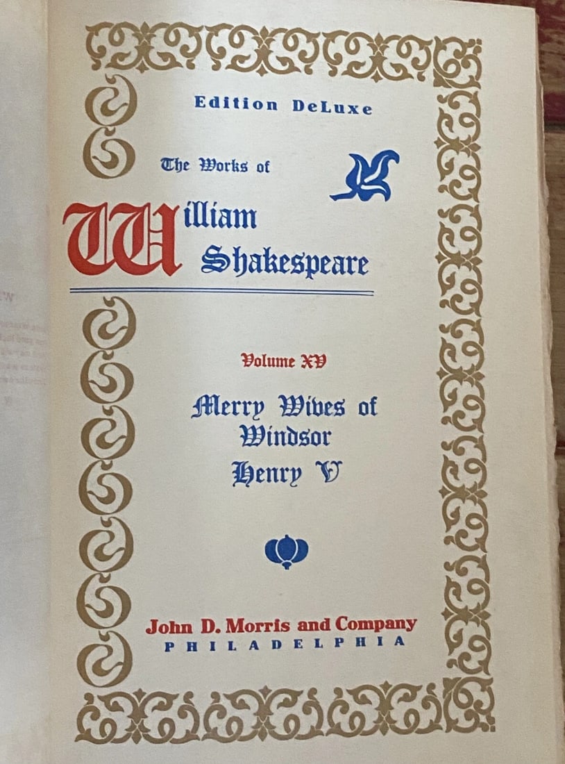 Shakespeare’s Works Elgin Ed. Deluxe Vol. XV #360/1000 Morris 1901 Illustrated - 2