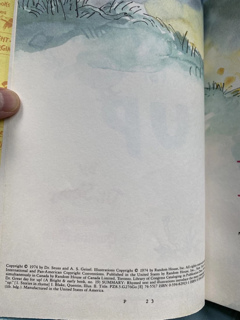 Great Day for Up Bright & Early BC Edition Hardcover Dr. Seuss 1974 1ST/2nd VG - 2