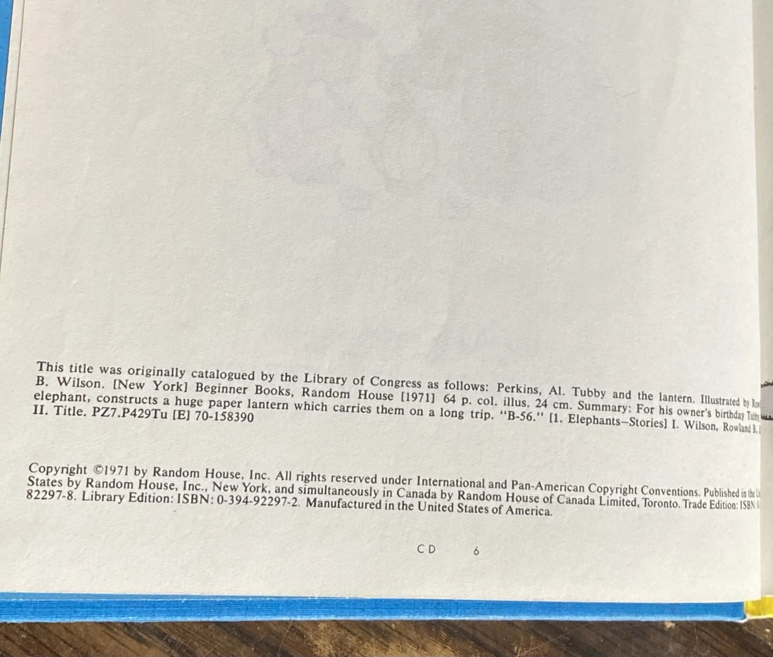 Vintage 1971 1st Book Club Edition "Tubby And The Lantern" Al Perkins Dr Seuss - 4