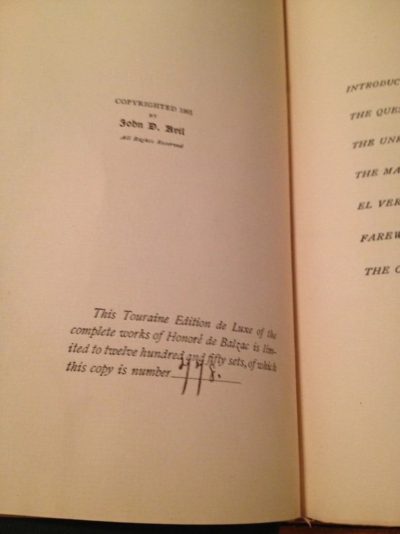 Balzac Quest of the Absolute & Other 1901 Touraine Ed. DeLuxe Ltd. Ed. #778/1250 - 3