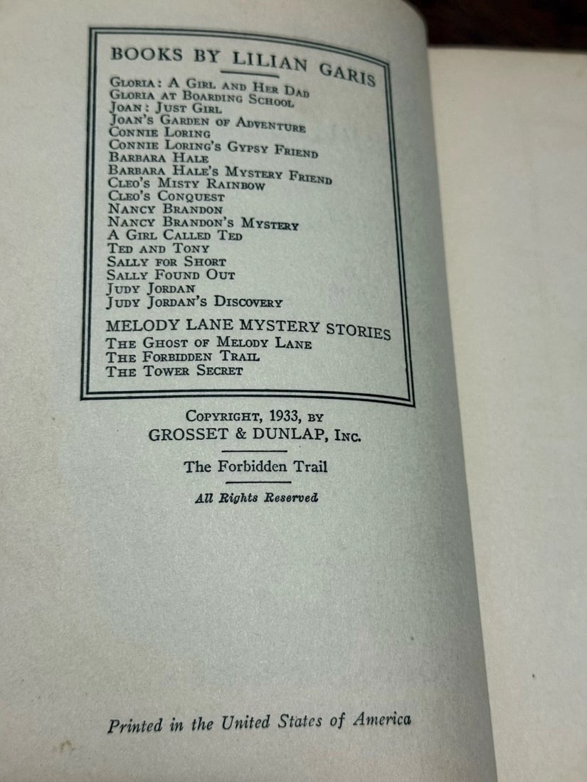 The Forbidden Trail Lilian Garis 1933 1st Ed. Mystery HC Good Condition Grosset - 10