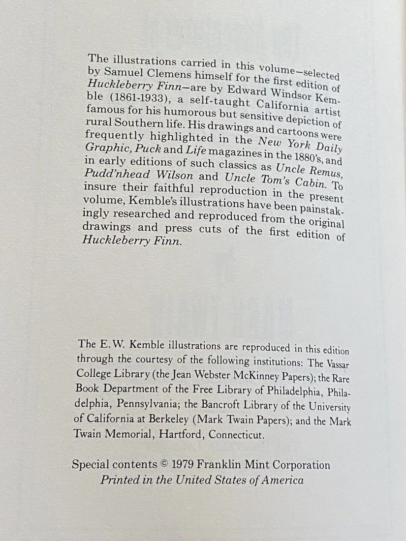 The Adventures of Huckleberry Finn Mark Twain Franklin Library Like New Leather - 3