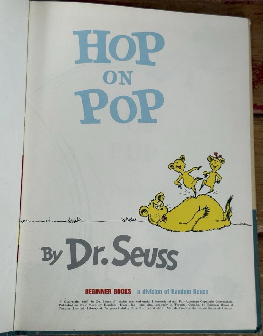 1st Ed/Print 1963 HOP ON POP BY DR.SEUSS BOOK CLUB EDITION Random House VeryGood - 2