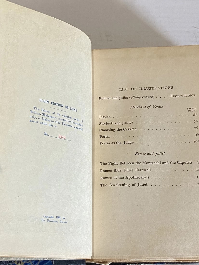 Shakespeare’s Works Elgin Ed. Deluxe Vol. VIII 1901 Romeo Juliet/Merchant Venice - 7