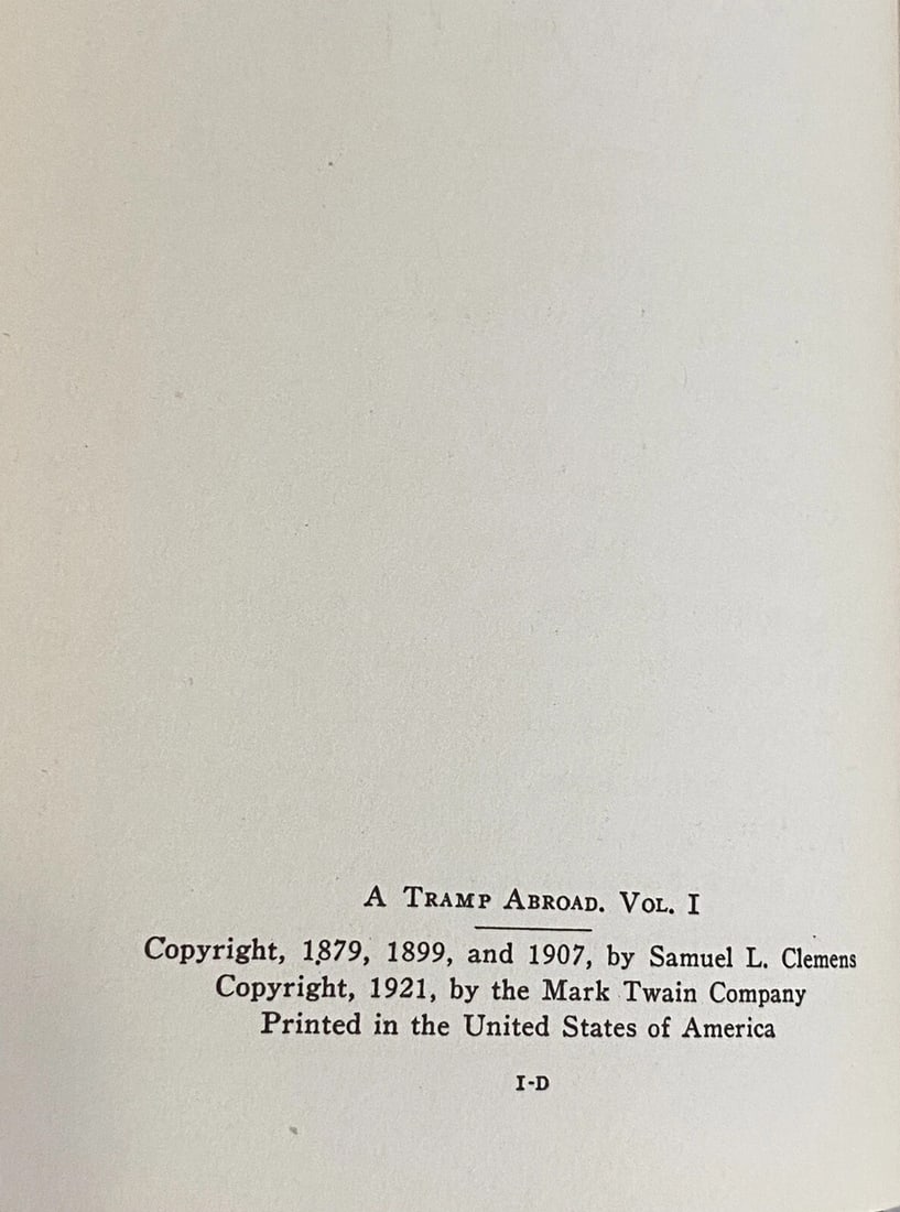 1921 COMPLETE WORKS OF MARK TWAIN VOL.XI A TRAMP ABROAD Harper Illustrated HC - 4