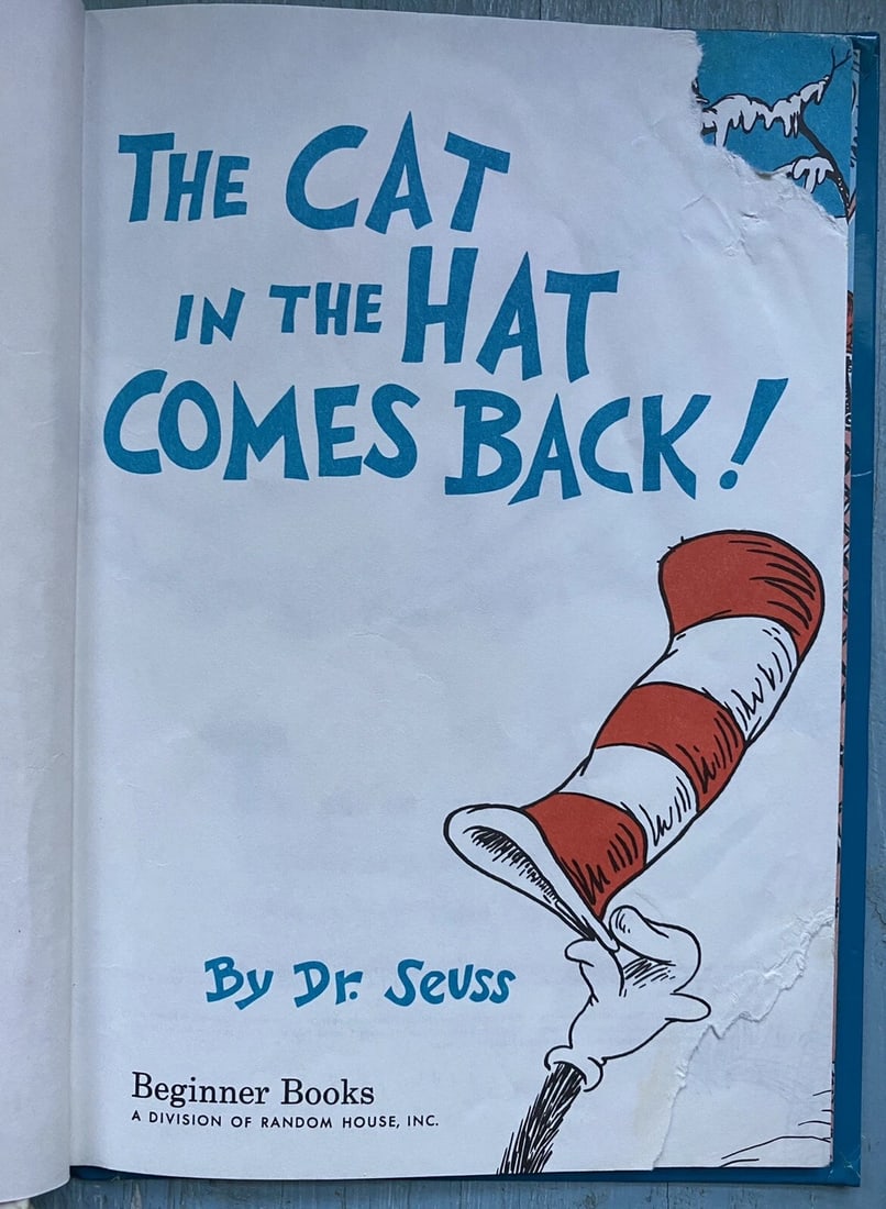Dr Seuss The Cat In The Hat Comes Back Grolier BC 1st Edition Earl Print HC Good - 5