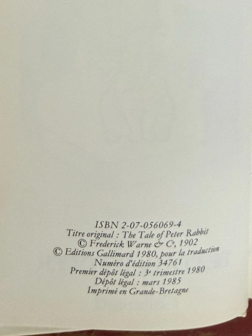 Pierre Lapin by Beatrix Potter - Gallimard - 1985 Like New Condition! - 4