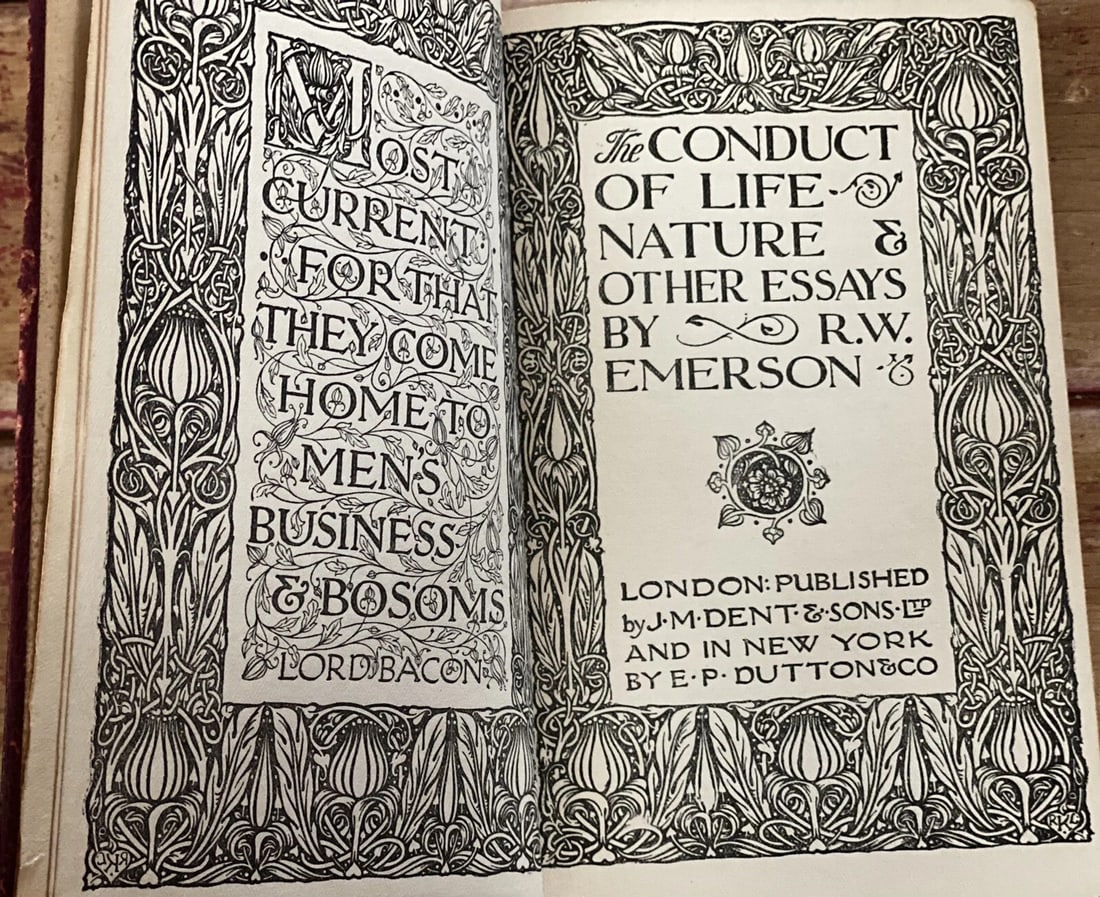 The Conduct of Life Nature and Other Essays RW Emerson 1911JM Dent HC 1st/2nd VG - 3