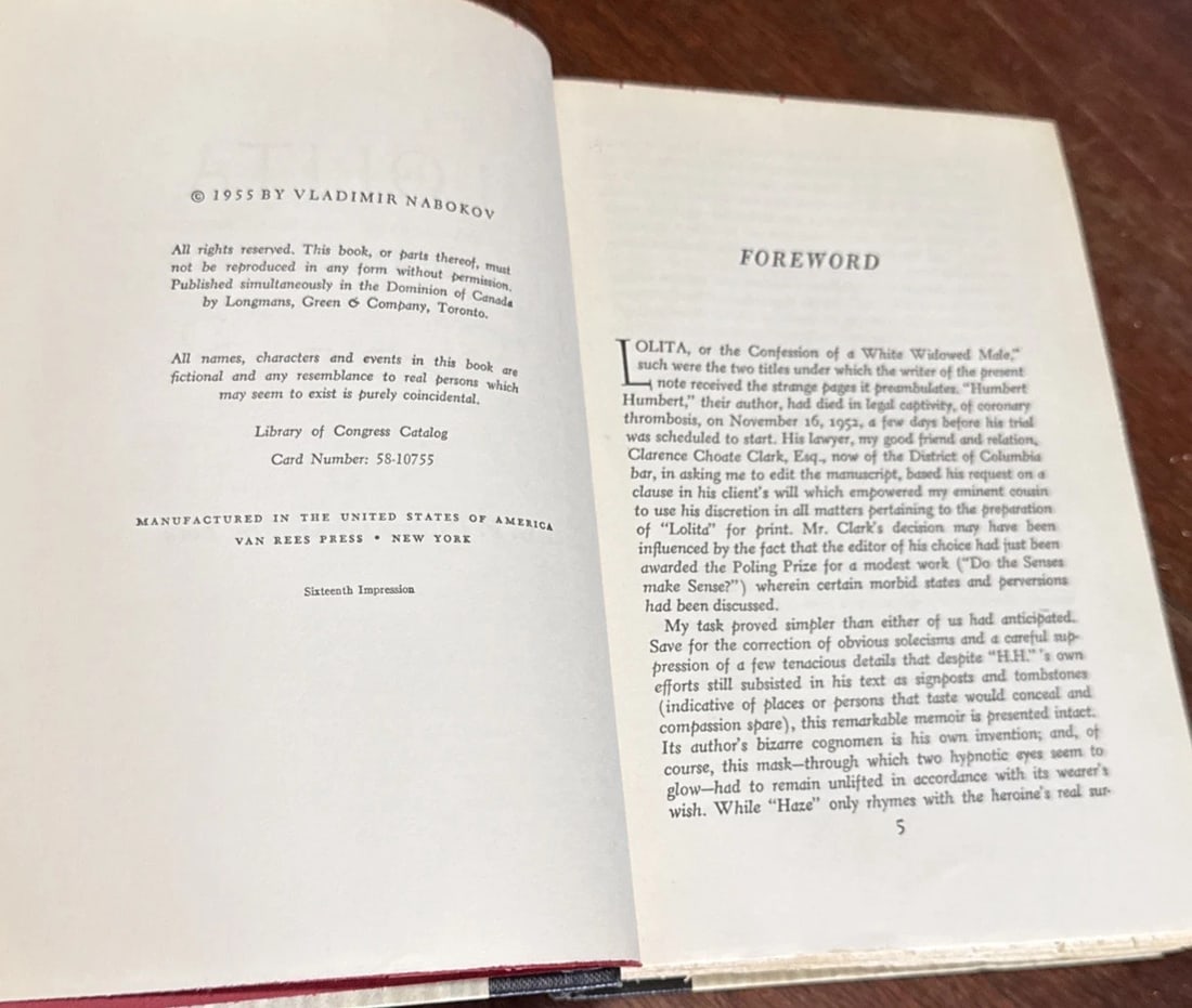 1955 Lolita Vladimir Nabokov G.P. Putnam's 1st/ 16th Very Good HC 1955 - 10