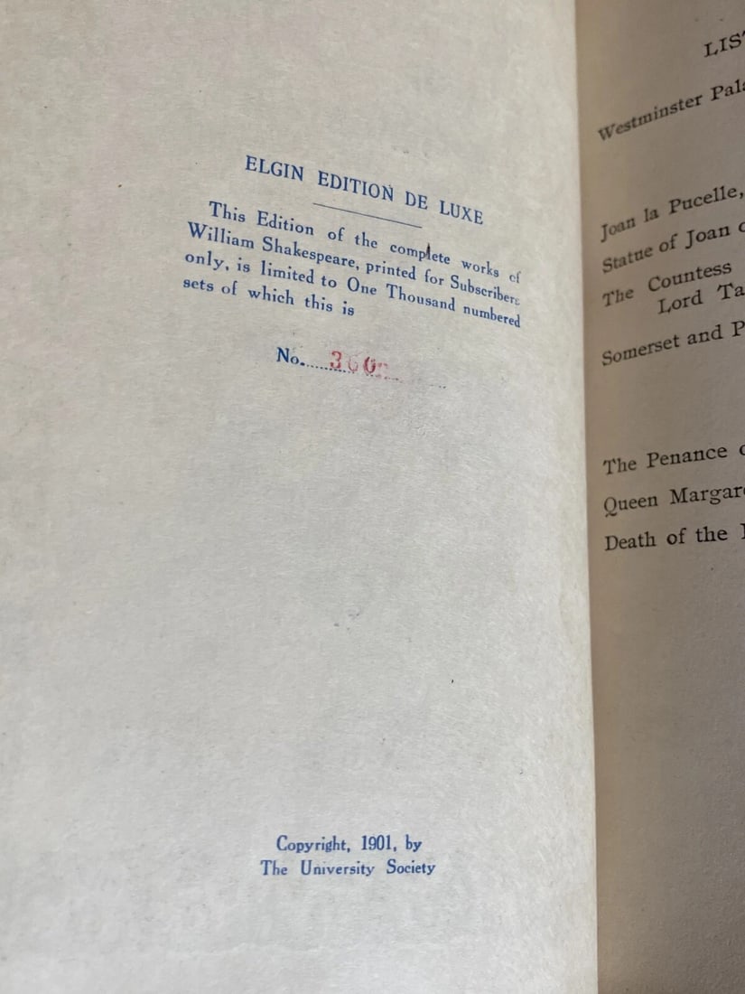Shakespeare’s Works Elgin Ed. Deluxe Vol. IV 1901 Morris Henry VI Parts I&II - 3