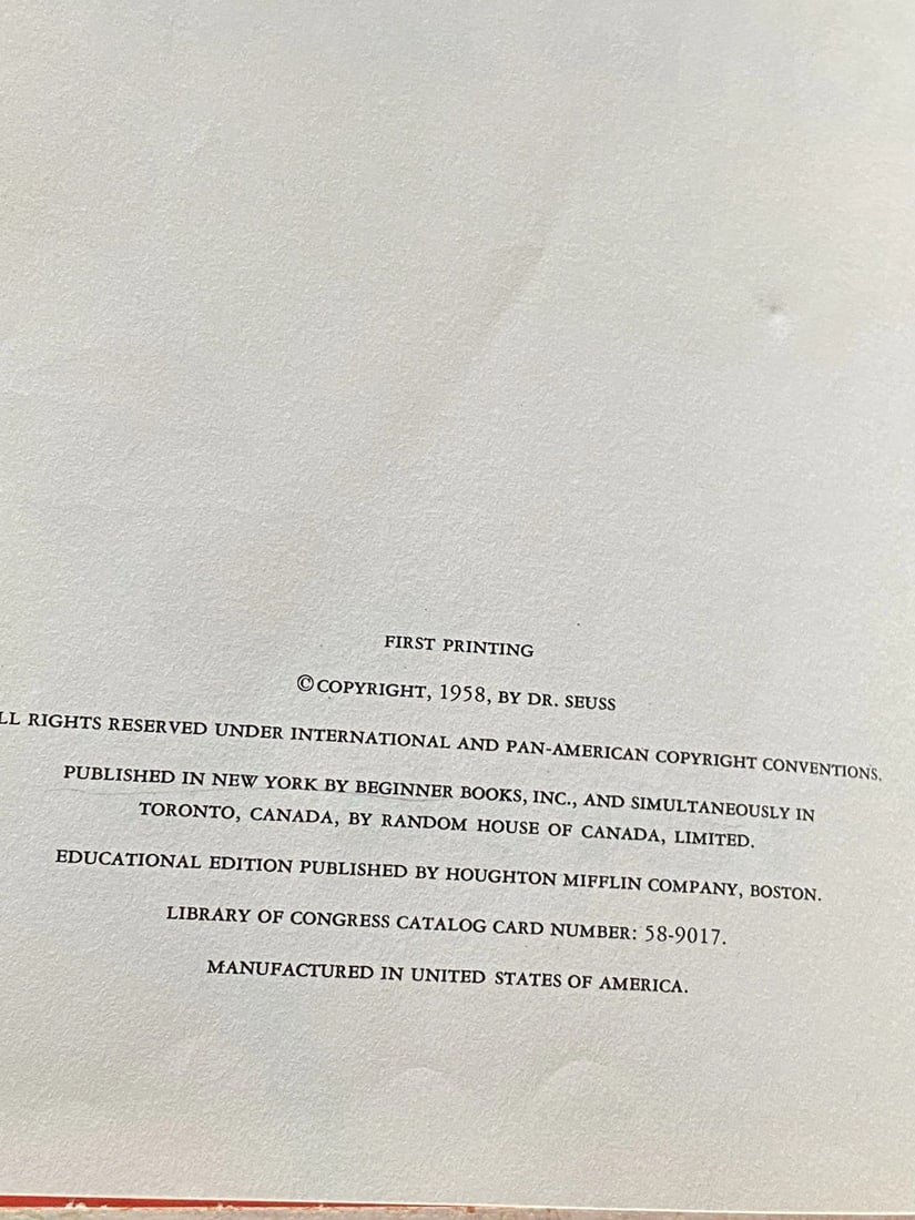 Dr Seuss The Cat in the Hat Comes Back 1stEdition/1st Printing Stated 1958 Good - 3