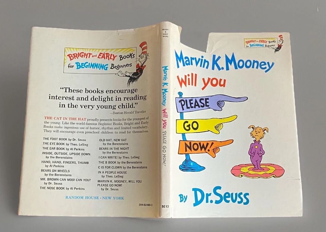 Dr. Seuss MARVIN K MOONEY WILL YOU PLEASE GO NOW! 1st Edition 1972 HC/DJ EXC - 10