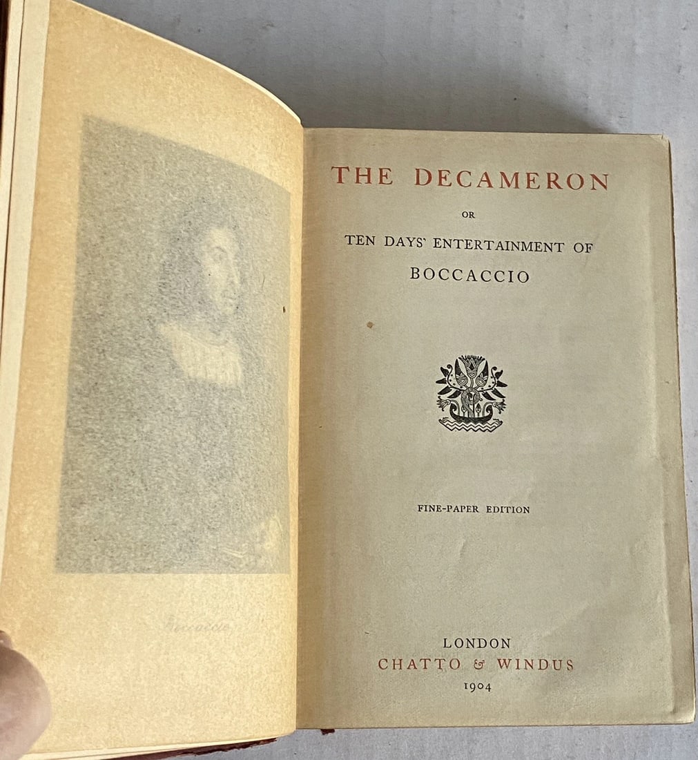 The Decameron Bocaccio 1904 London Chatto & Windus Fine Paper Ed. Leather - 3