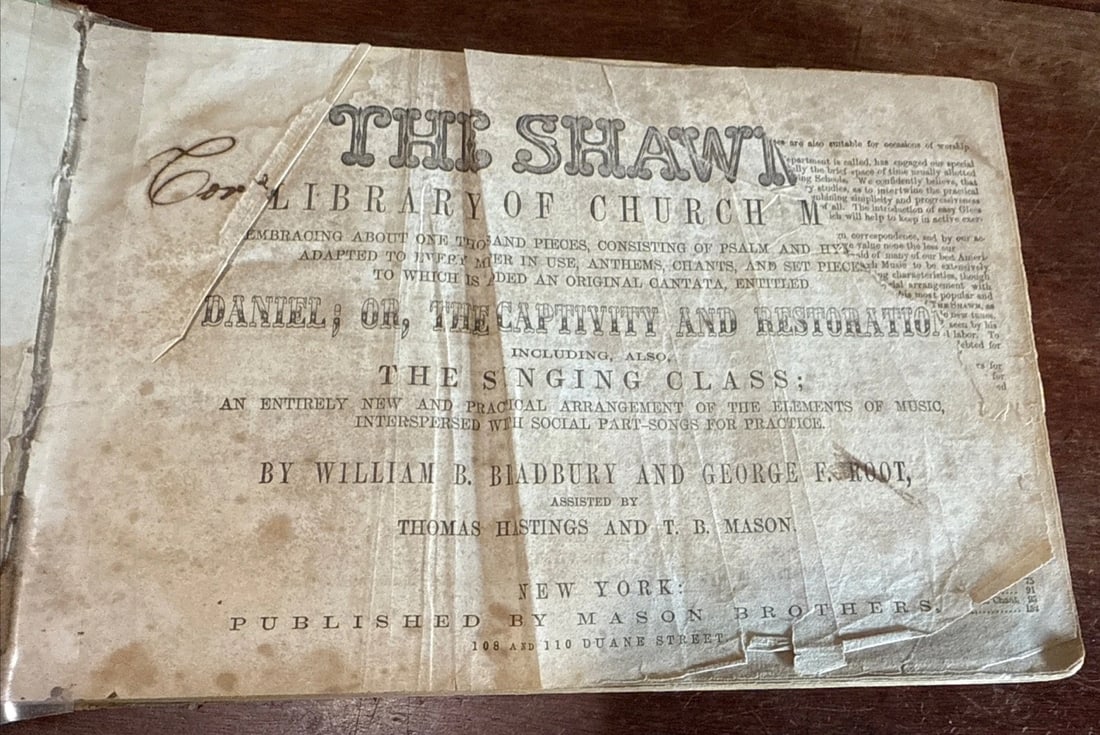 The Shawm Library of Church Music 1853 Wm Bradbury Mason Bros. RARE Antique - 3