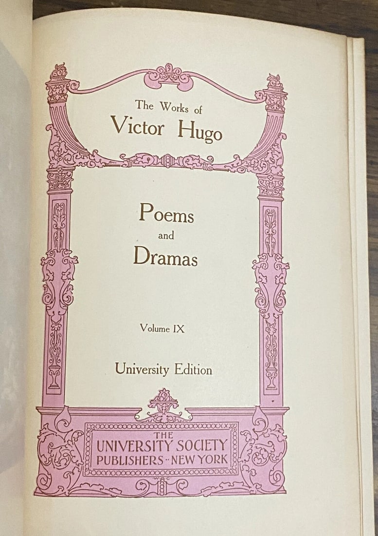 Works of Victor Hugo Poems and Dramas Vol IX University Society Antique Leather - 2