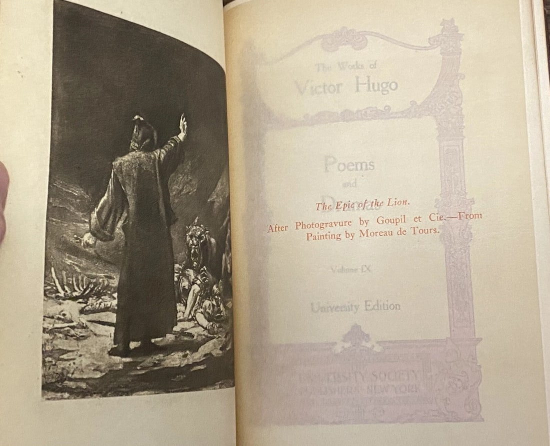 Works of Victor Hugo Poems and Dramas Vol IX University Society Antique Leather - 3