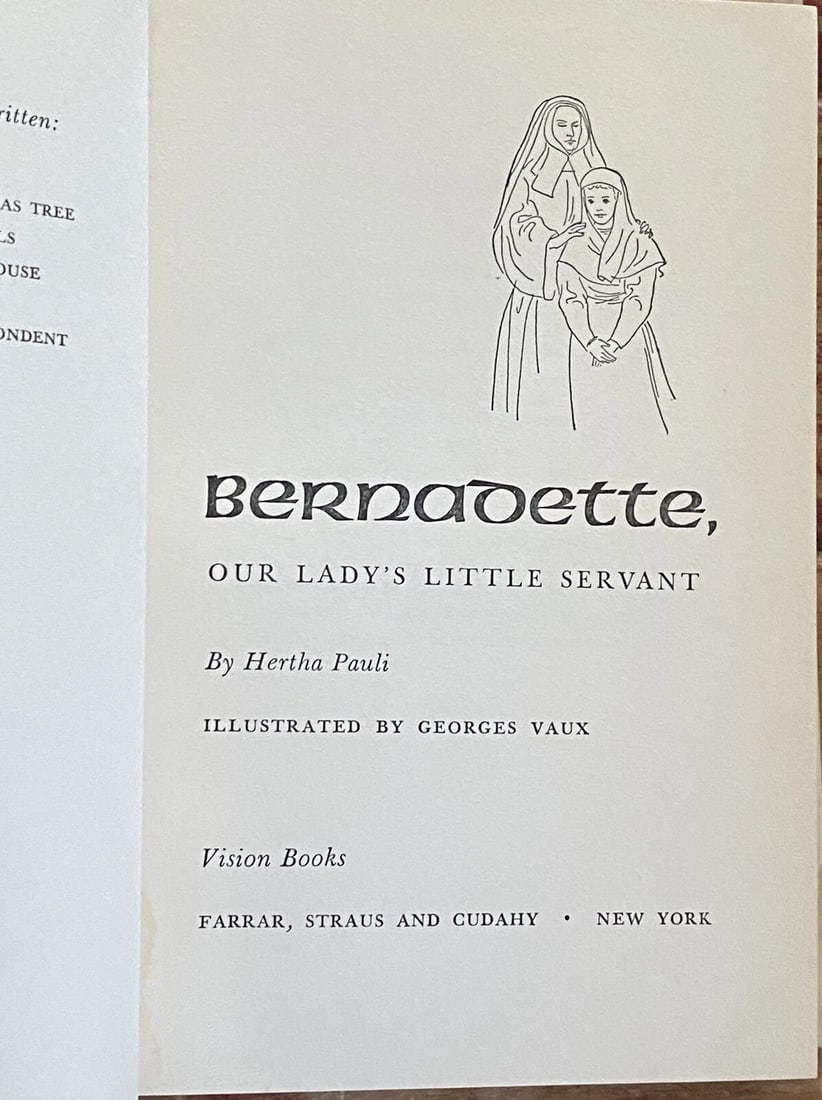 Bernadette And The Lady Hertha Pauli 1965 Hardcover Dust Jacket - 2
