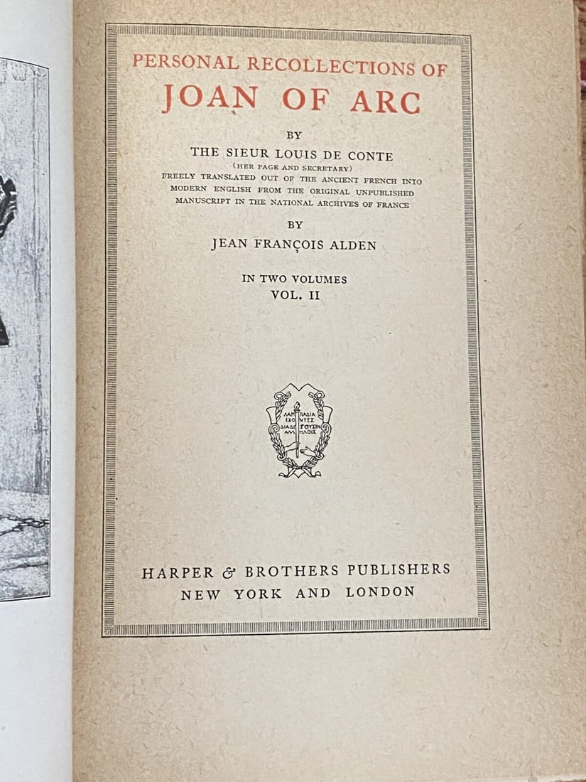 Joan of Arc By Mark Twain Volume II Author's Uniform Edition 1899 Hardcover - 3
