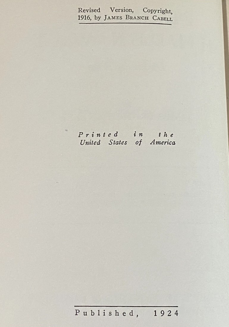 Cabell, James Branch 1924 From The Hidden Way McBride HC 1st Edition Very Good - 6