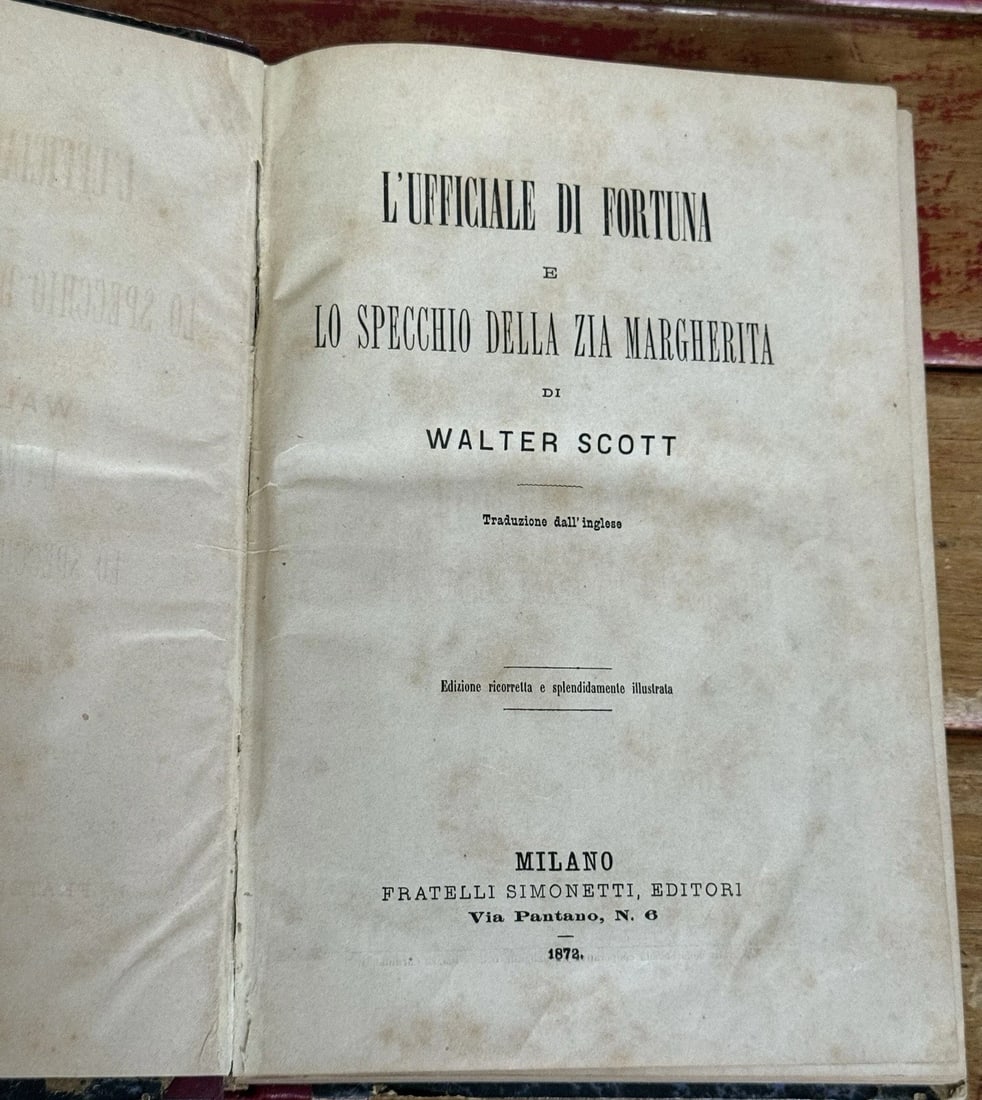Sir Walter Scott L’Officiale Di Fortuna Fratelli Simonetti 1872 Milano HC Illust - 2