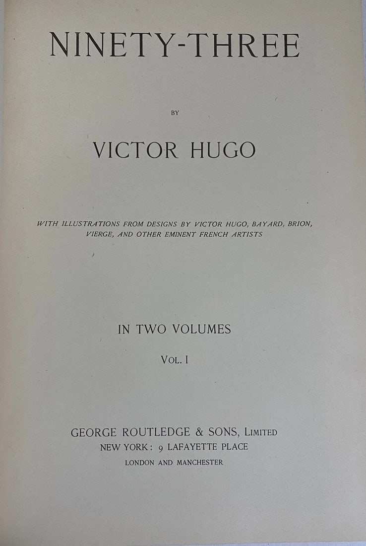 Victor Hugo’s Novels Vol. I Illustrated 1888 Library Edition Ninety Three VG - 2