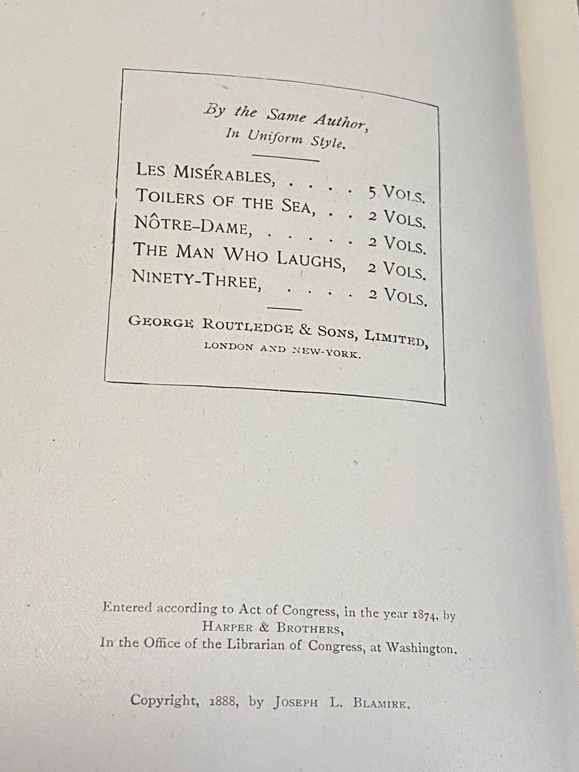 Victor Hugo’s Novels Vol. I Illustrated 1888 Library Edition Ninety Three VG - 3