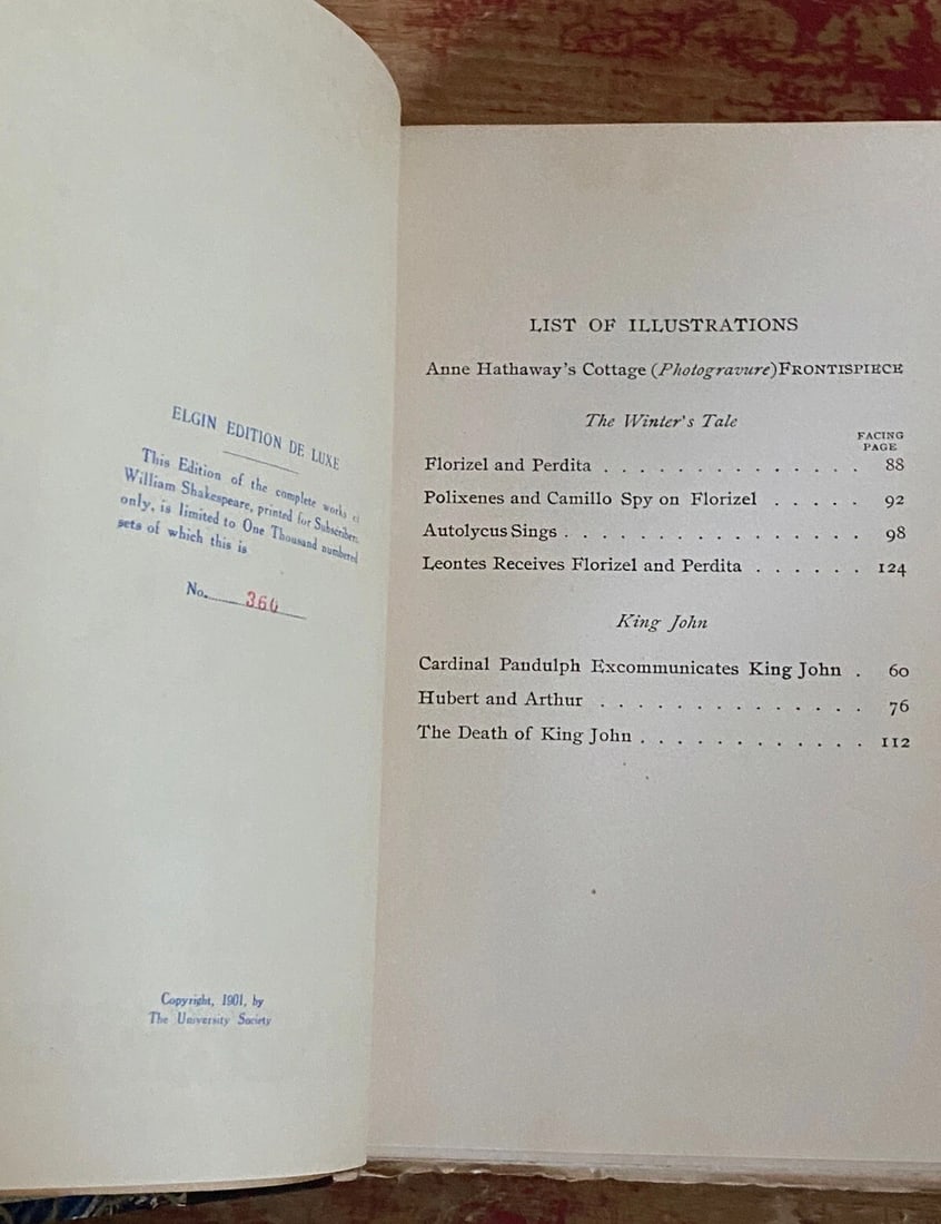 Shakespeare’s Works Elgin Ed. Deluxe Vol. XII #360/1000 Morris 1901 Winter’sTale - 14