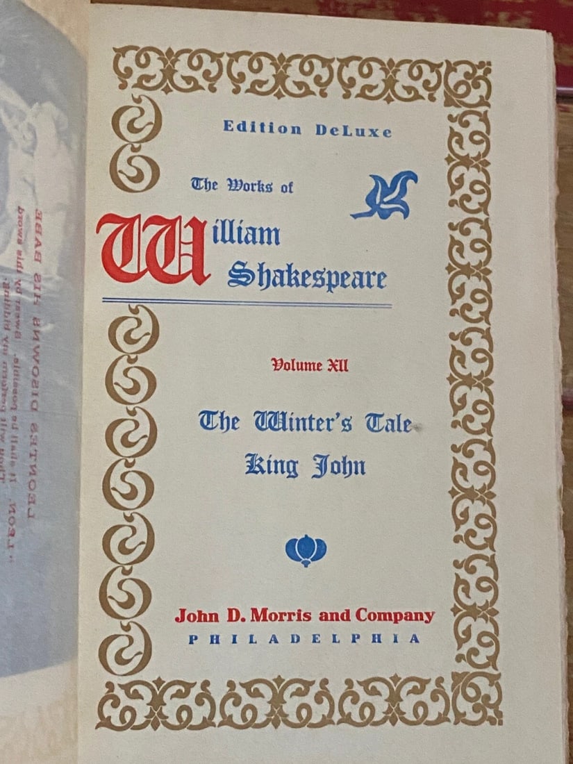 Shakespeare’s Works Elgin Ed. Deluxe Vol. XII #360/1000 Morris 1901 Winter’sTale - 4