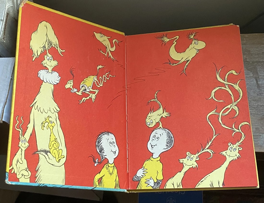 1960 One Fish Two Fish Red Fish Blue Fish Dr Seuss 1st Ed/Print Random House HC - 3