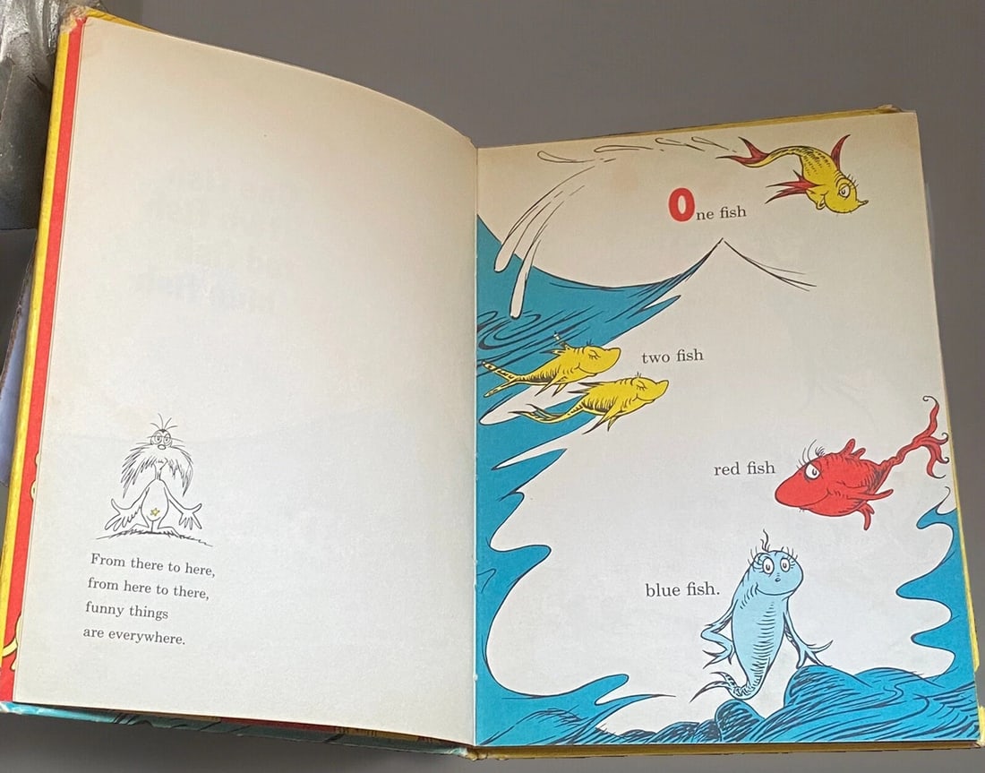 1960 One Fish Two Fish Red Fish Blue Fish Dr Seuss 1st Ed/Print Random House HC - 6